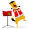 Christmas avatar with a singing dog. New Year`s singing dog. Car