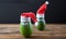 Christmas avocado couple. avocado in christmas hat