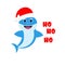 Christmas baby boy shark card illustration