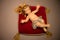 Christmas Baby Jesus with Aureola wood hand carved laying on regal pillow with gold tassels