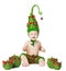 Christmas Baby, Xmas Tree Hat, Kid Balls Toys on Whhite