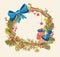 Christmas background with beautiful wreath