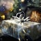 Christmas Background with Beautifully Packed Present and Soft Bokeh