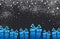 Christmas background with blue gifts.