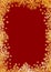 Christmas background with border of glittery gold snowflakes