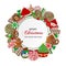 Christmas background with candies, lollipops cakes and cookies