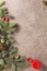 Christmas background with Christmas tree decorated colorful Christmas decorations. top view