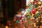 Christmas background, christmas tree in flat, copyspace