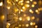 Christmas background - close up of garland lights with bokeh effect