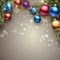 Christmas background. Coloful Christmas toys of de-focused lights with decorated tree