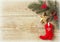 Christmas background with cowboy shoe decoration