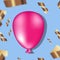 Christmas background. Festive background with helium balloon. Poster, banner happy anniversary. Happy Holidays content