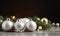 Christmas background. Festive New Year\\\'s Christmas tree balls. Happy New Year holiday creative horizontal banner.