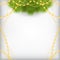 Christmas background with fir branch decorated gold beads garland