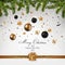 Christmas background with firt twigs and ornaments 4