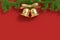 Christmas background free space twin gold christmas bell christmas tree-leaf 3d rendering