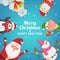 Christmas background with funny characters. Design template with place for your text