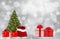 Christmas background with gift and tree