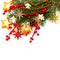 Christmas Background with Glass Ball, Golden Stars