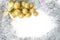 Christmas background with gold and silver ornaments to insert te