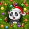 Christmas background with happy panda bear