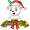 Christmas background with happy polar bear