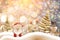 Christmas background illustration of funny santa claus and red n