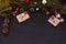 Christmas background new year winter tree gifts nuts bumps hands