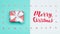 Christmas background. Pastel blue festive winter holidays backdrop. Beautifully wrapped christmas present. Xmas card.