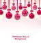 Christmas Background with Pink Glassy Balls with