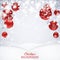 Christmas background with red frosted and glossy Christmas balls