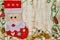 Christmas background.Santa Claus in the form of a Christmas sock