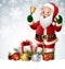 Christmas background with santa claus ringing bell
