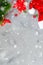 Christmas background. Santa`s cap and xmas decorations