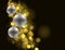 Christmas background with silver baubles on dark background