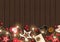 Christmas background, small scandinavian styled decorations lying on dark brown wooden desk, illustration