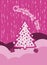 Christmas background with snowflakes Christmas tree and presents. Decorated Christmas tree. New Year\'s celebration collage.