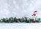 Christmas background with snowman, branches, ornaments , gingerbread