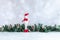 Christmas background with snowman, branches, ornaments , lanscape image