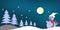 Christmas Background and snowman Night Sky on The moon