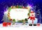 Christmas background with snowman, presents and sc