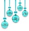 Christmas Background with Turquoise Glassy Balls