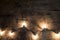 Christmas background - vintage planked wood with lights and free