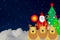 Christmas Backgrounds on the cloud with Santa Claus and Reindeer