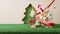 Christmas backgrounds with podium stage platform in minimal New year event theme. Merry Christmas scene for product display mock