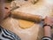 Christmas bakery: Little Girl rolling cookie dough