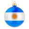 Christmas ball with Argentinean flag, 3D rendering