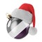 Christmas ball with asexual flag and Santa Claus hat. 3D rendering