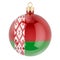 Christmas ball with Belarusian flag, 3D rendering