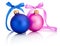 Christmas ball Blue and Pink with ribbon bow Isolated on white